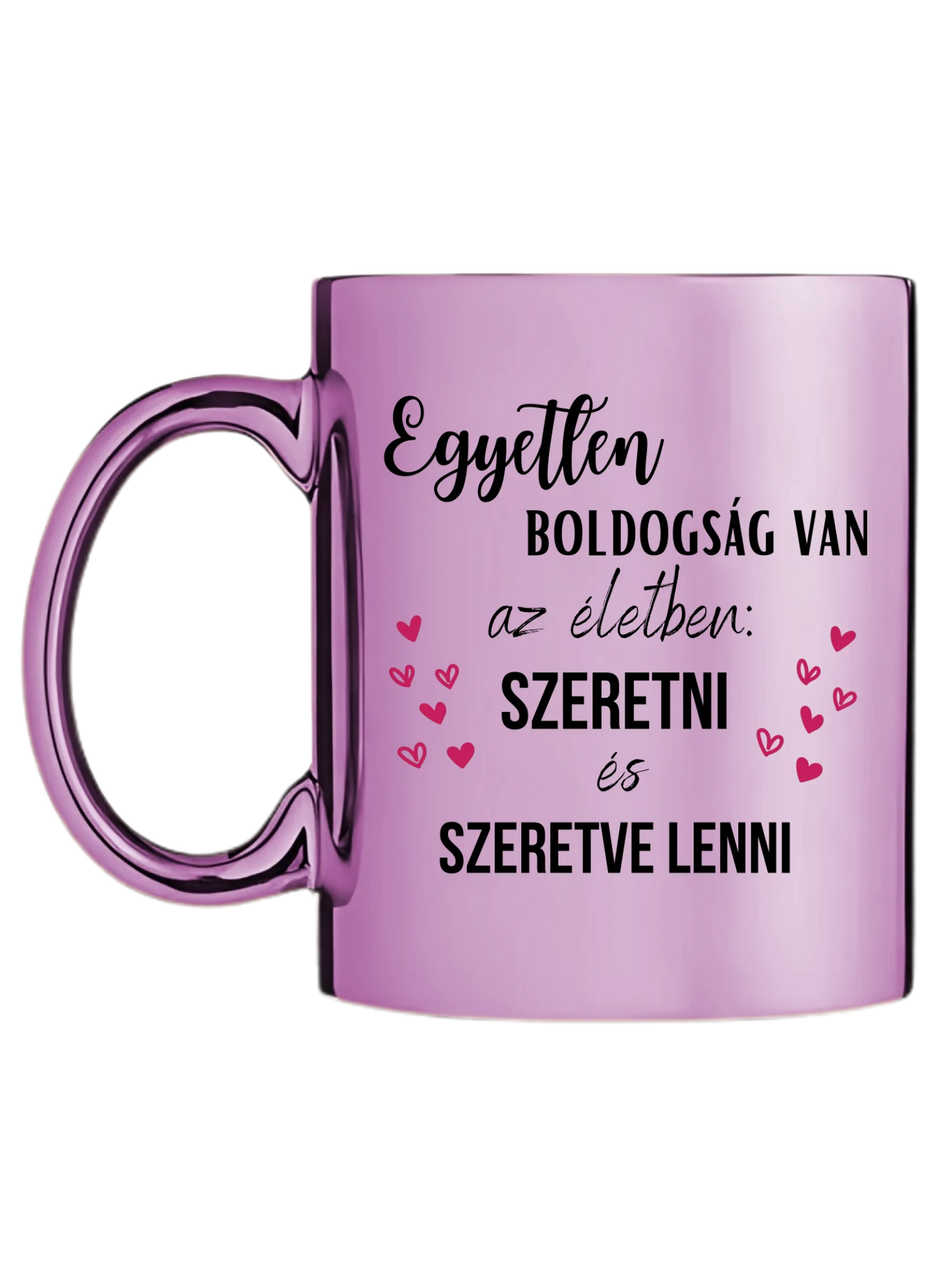Rózsaszín metál bögre bal oldal