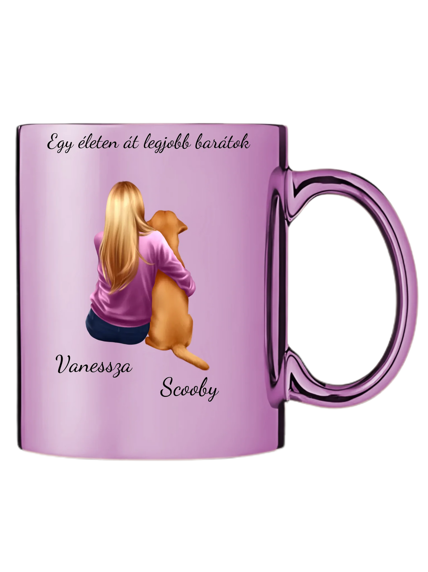 Rózsaszín metál bögre jobb oldal