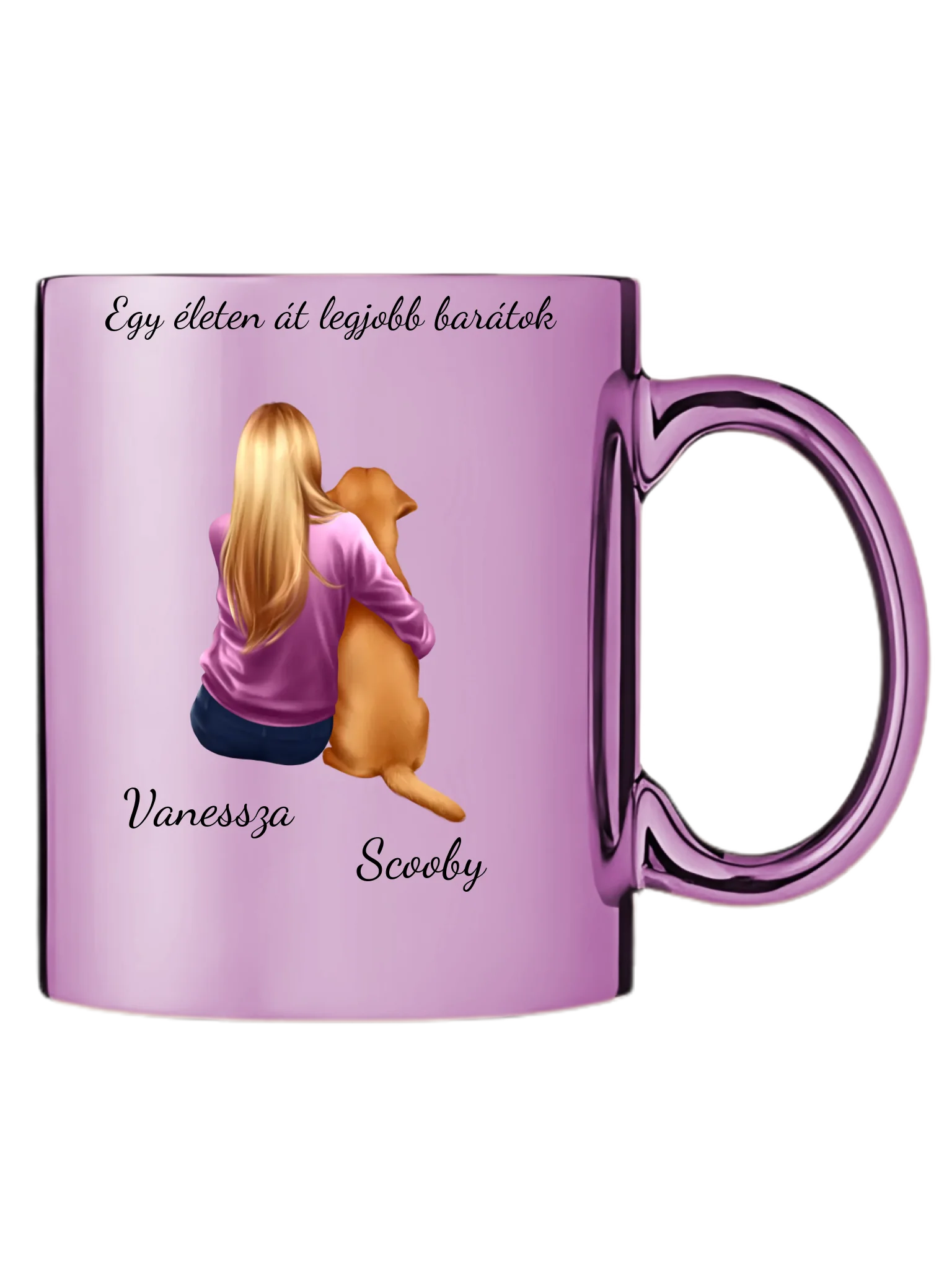 Rózsaszín metál bögre jobb oldal