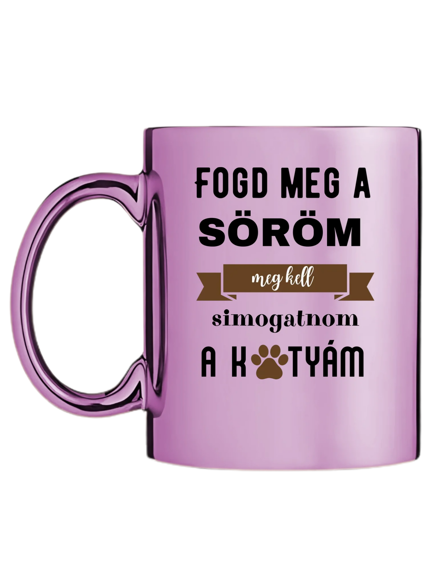 Rózsaszín metál bögre bal oldal