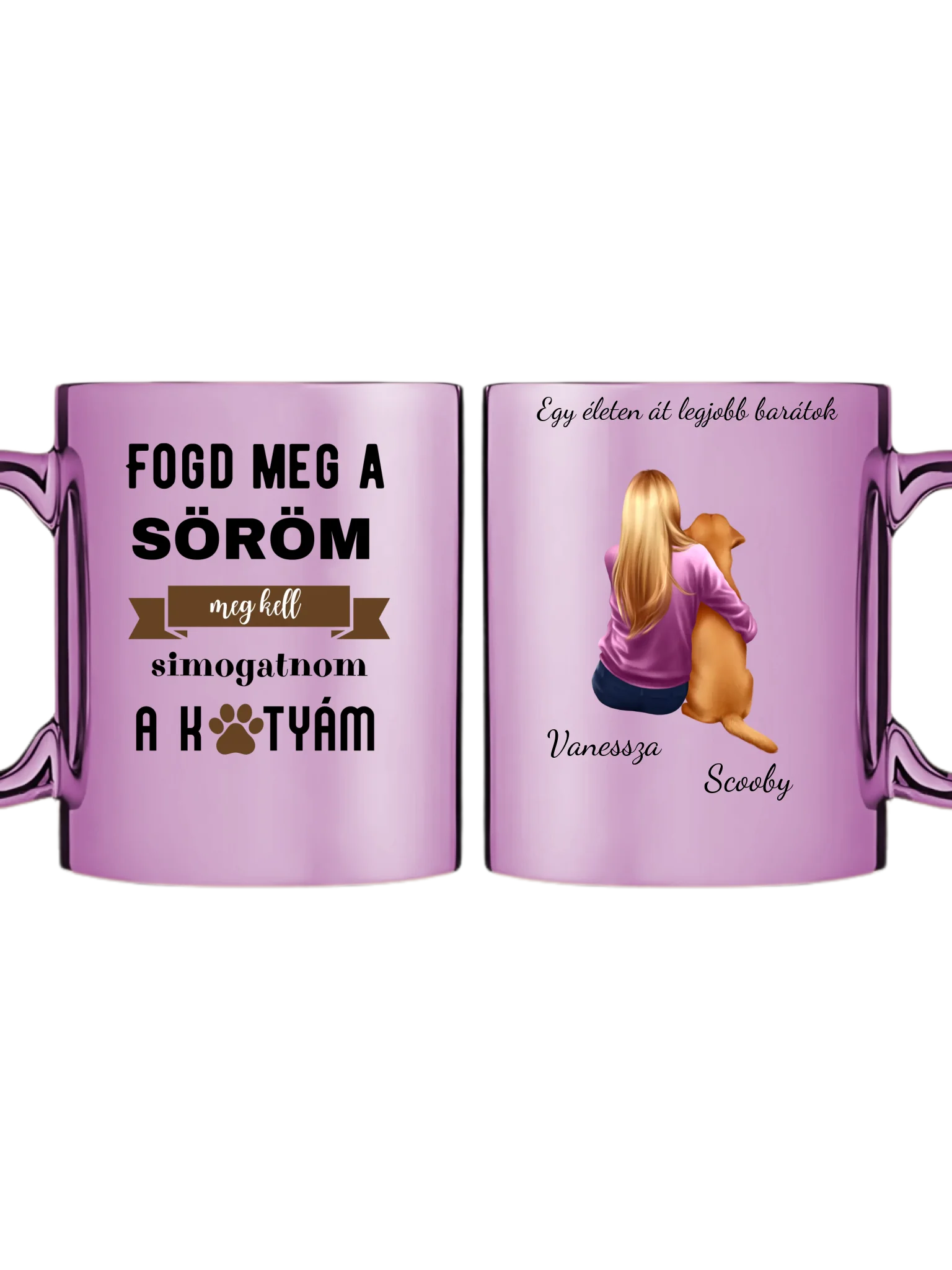 Rózsaszín metál bögre kettős