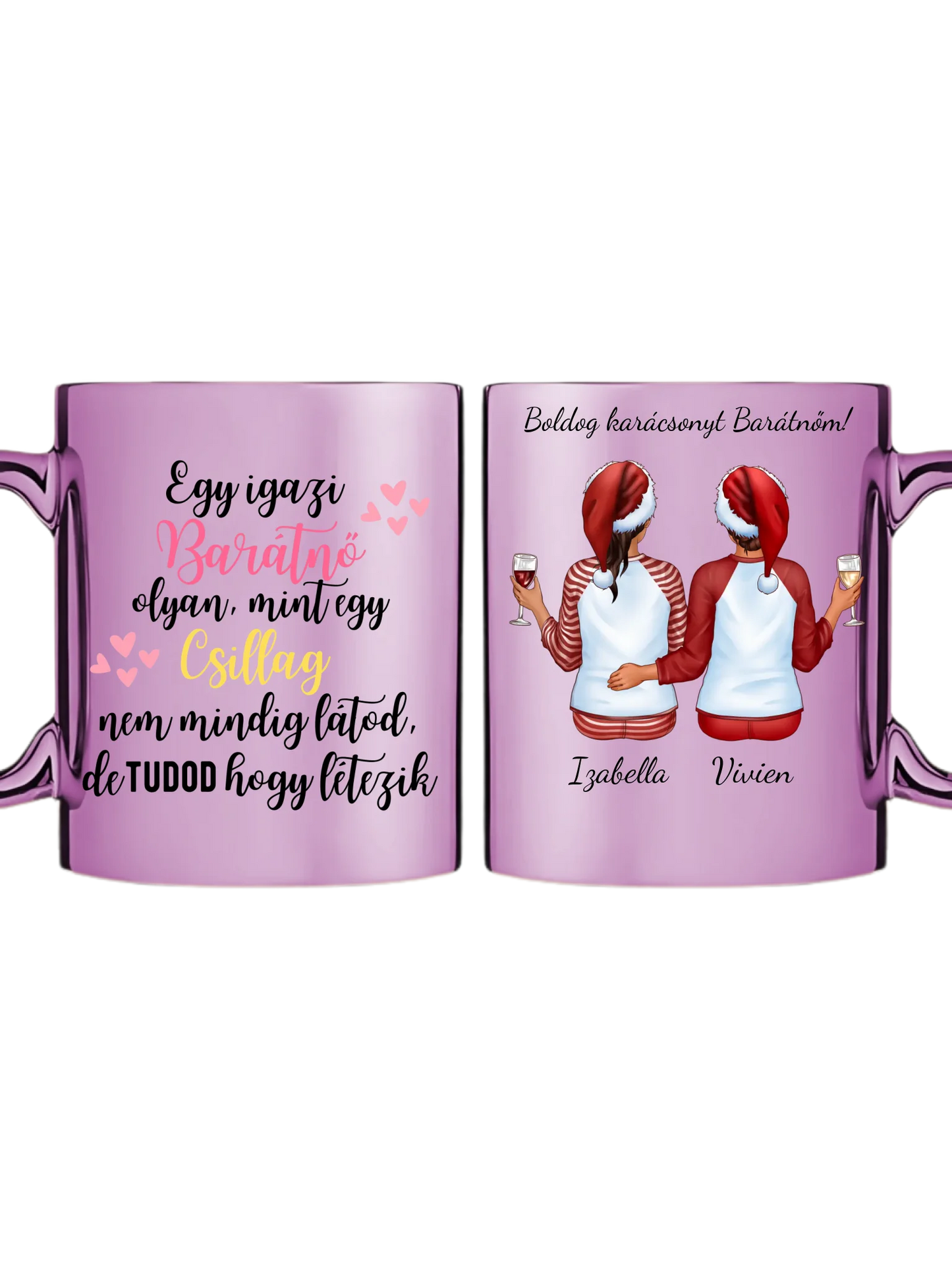 Rózsaszín metál bögre kettős