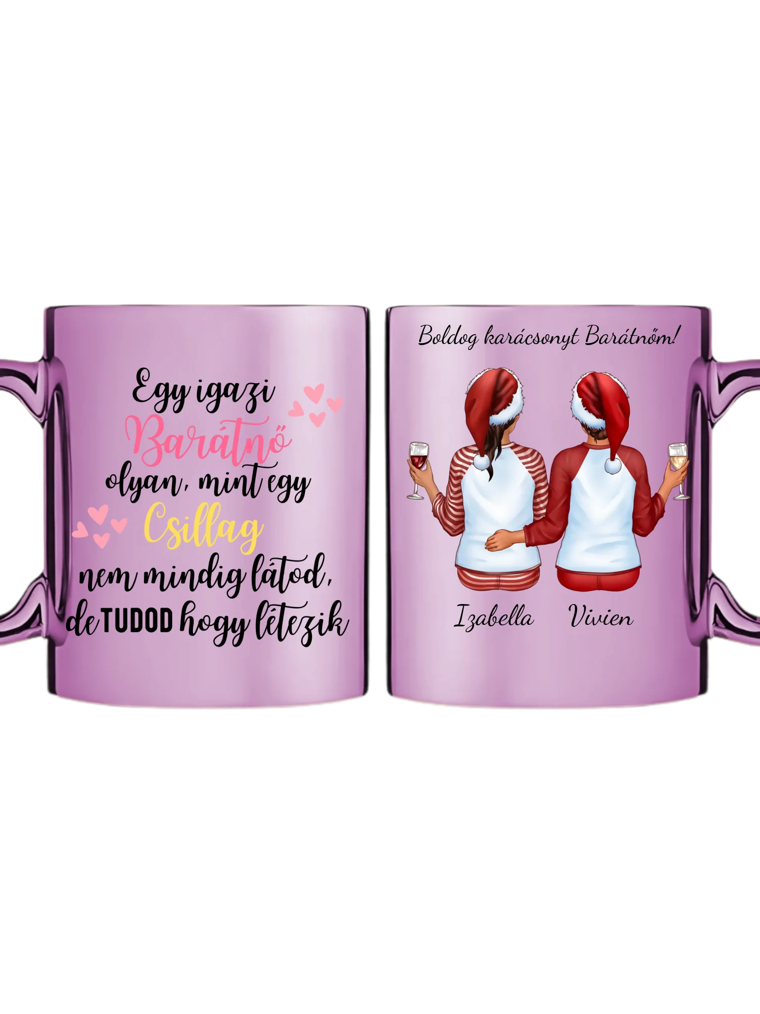 Rózsaszín metál bögre kettős