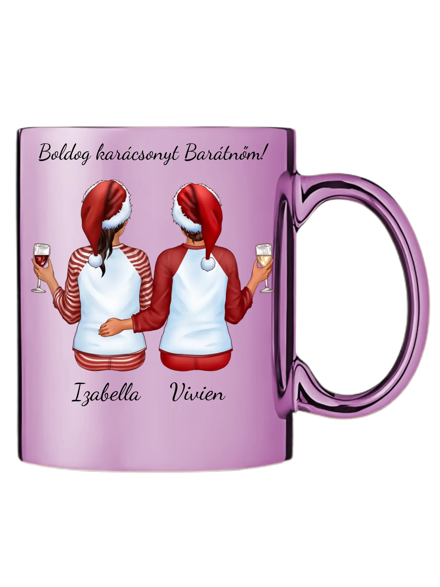 Rózsaszín metál bögre jobb oldal