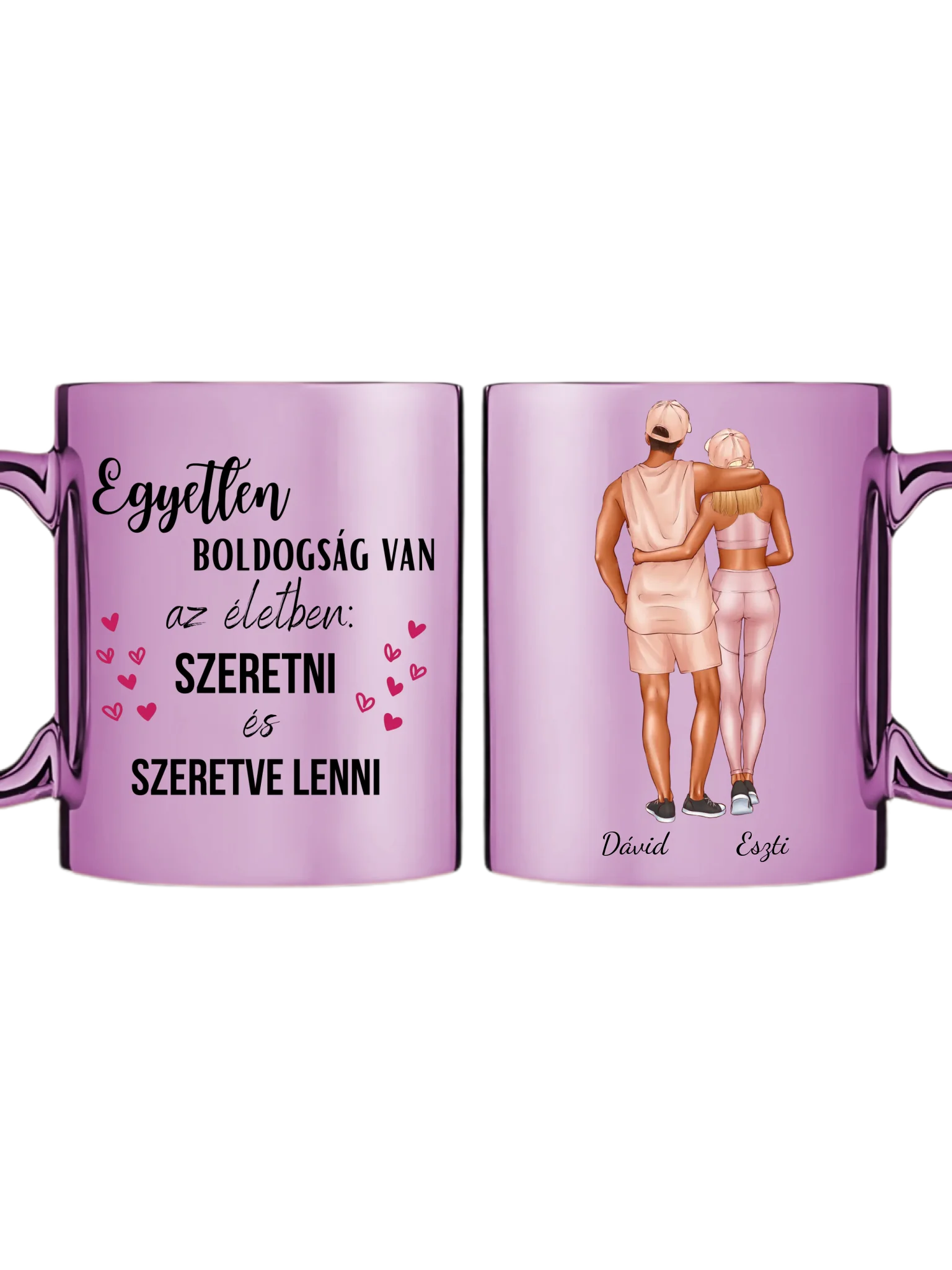 Rózsaszín metál bögre kettős