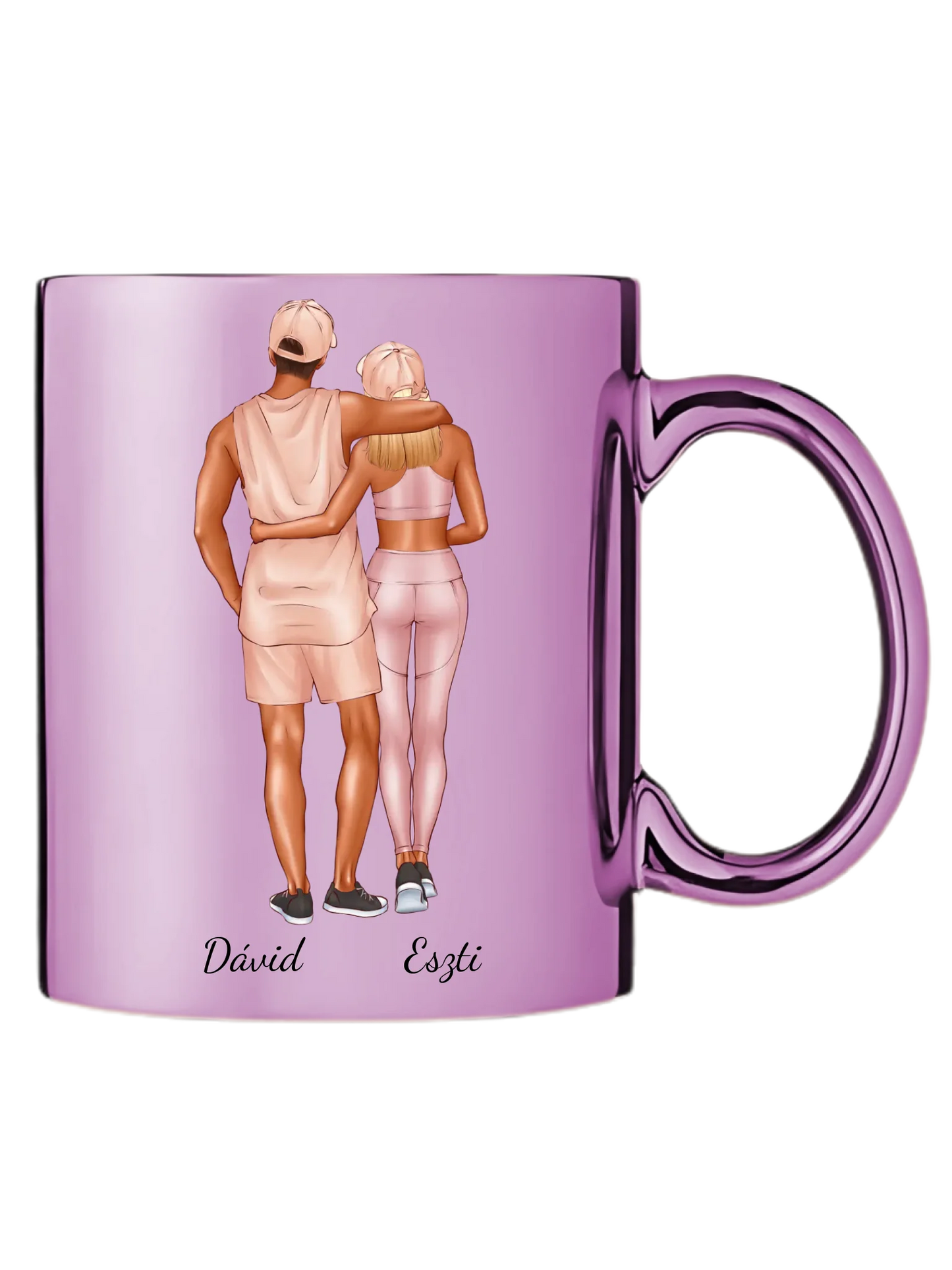 Rózsaszín metál bögre jobb oldal