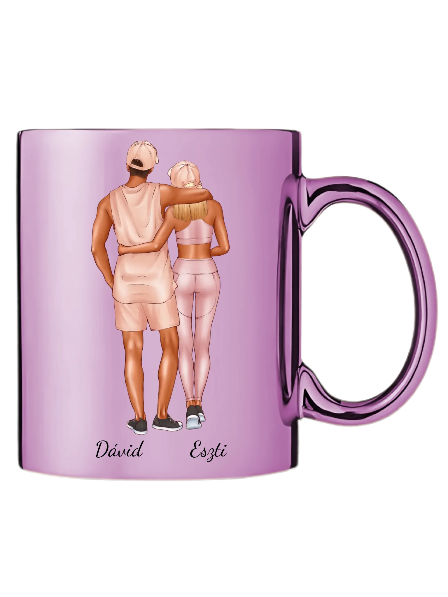 Rózsaszín metál bögre jobb oldal