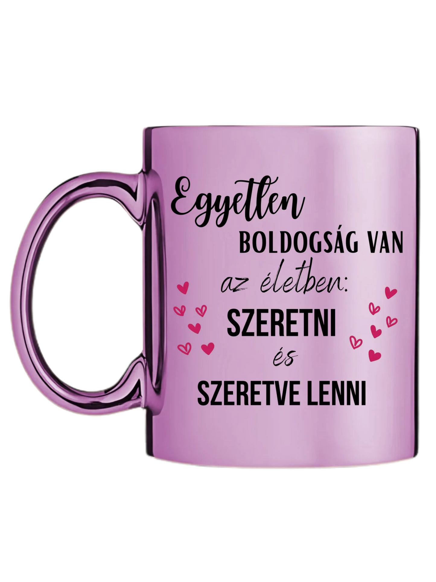 Rózsaszín metál bögre bal oldal