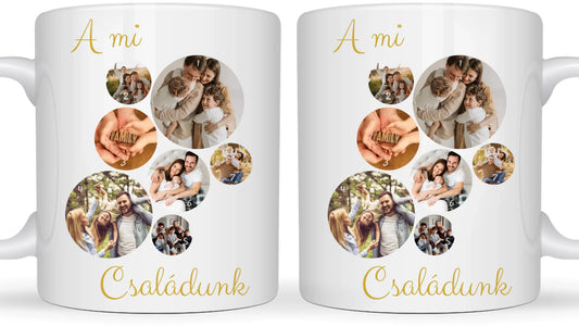 A Mi családunk fotókollázs - Ajándék Családnak - Fényképes bögre