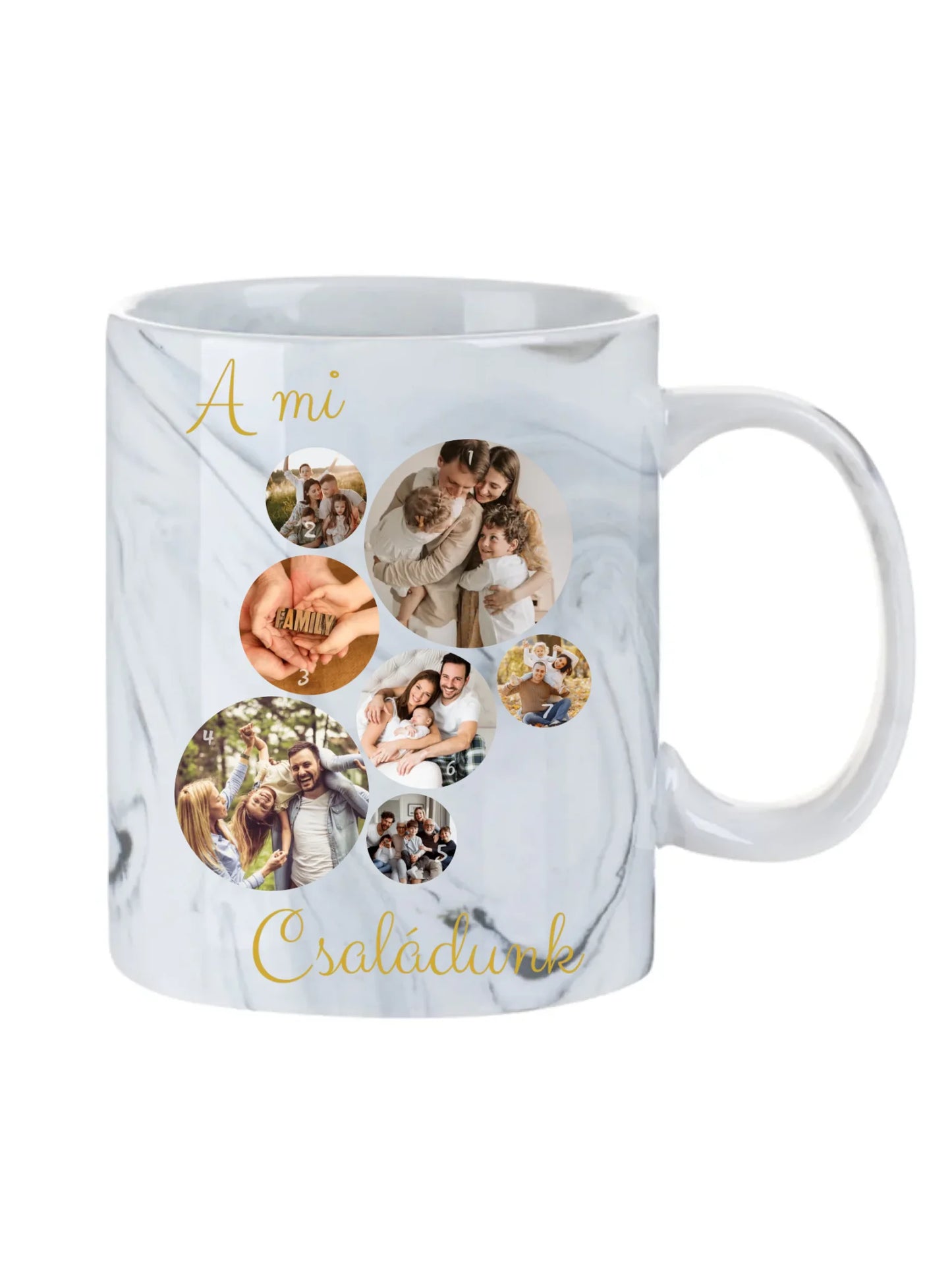 A Mi családunk fotókollázs - Ajándék Családnak - Fényképes bögre