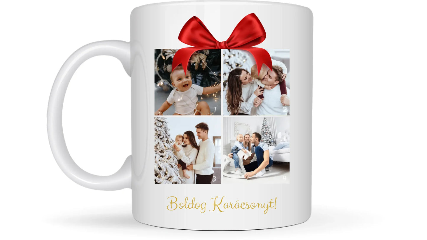 Boldog Karácsonyt fotókollázs - Ajándék Karácsonyra - Fényképes bögre