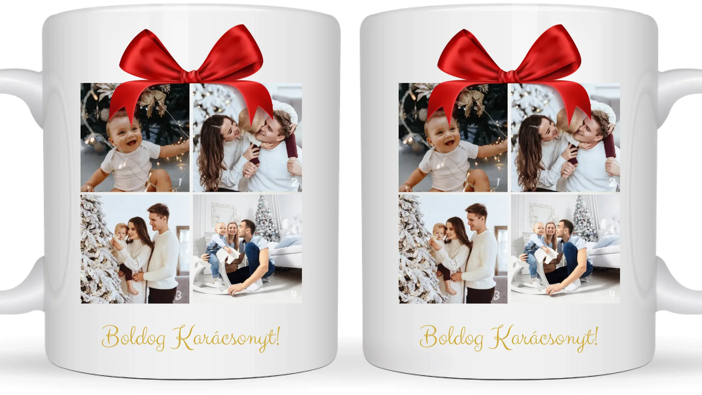 Boldog Karácsonyt fotókollázs - Ajándék Karácsonyra - Fényképes bögre