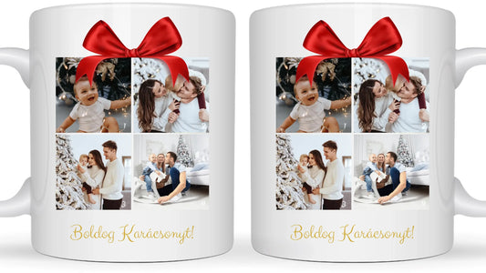 Boldog Karácsonyt fotókollázs - Ajándék Karácsonyra - Fényképes bögre