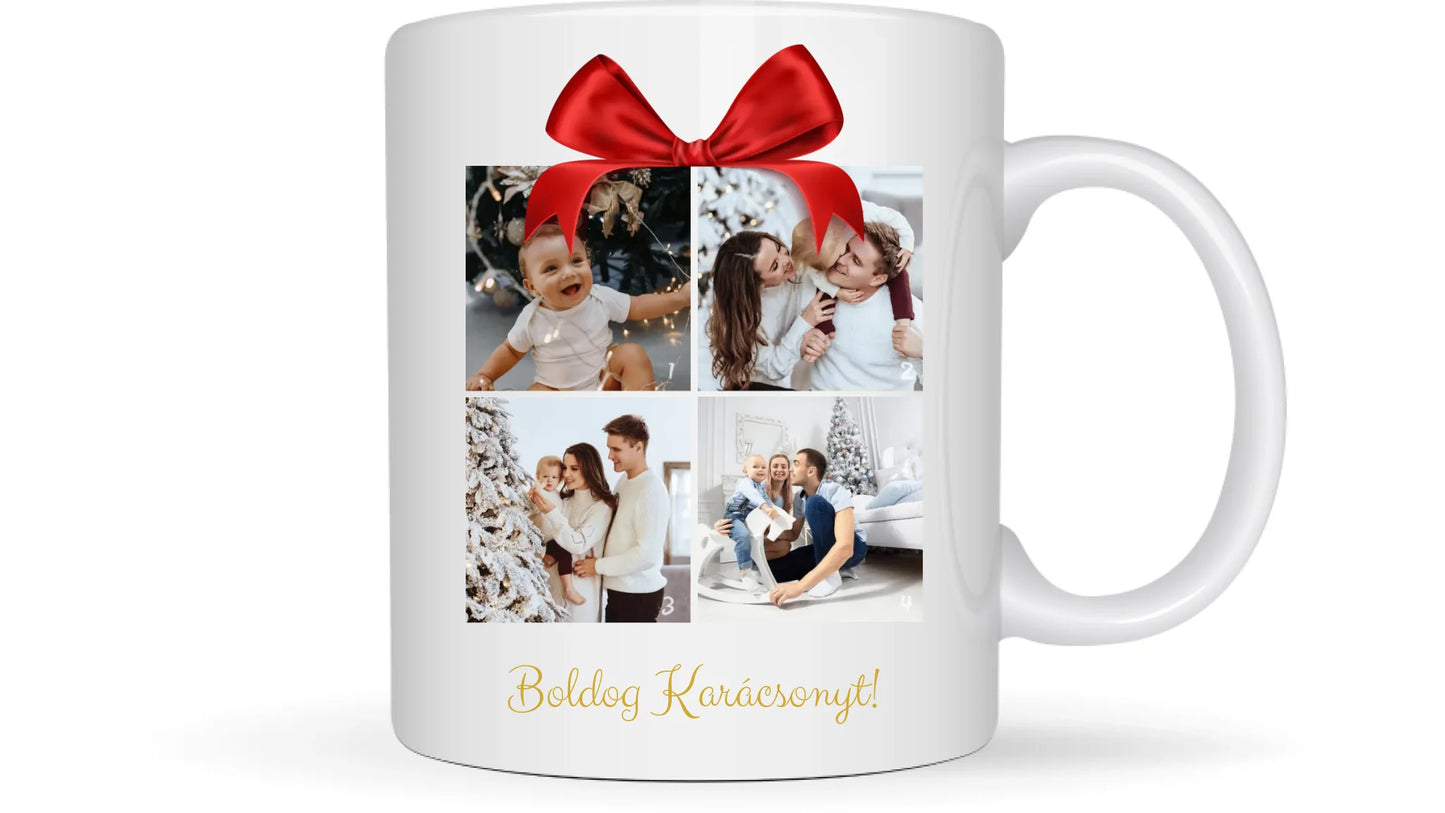 Boldog Karácsonyt fotókollázs - Ajándék Karácsonyra - Fényképes bögre