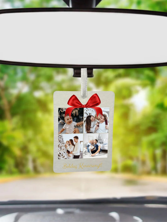 Boldog Karácsonyt fotókollázs - Ajándék Karácsonyra - Fényképes autóillatosító