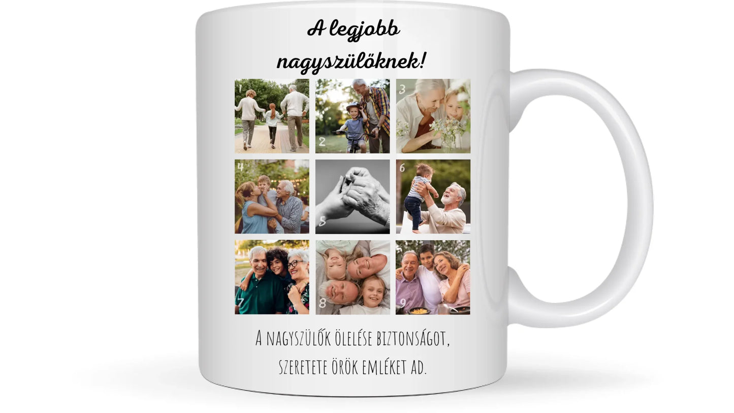 Legjobb nagyszülőknek fotókollázs - Ajándék Nagyszülőknek - Fényképes bögre