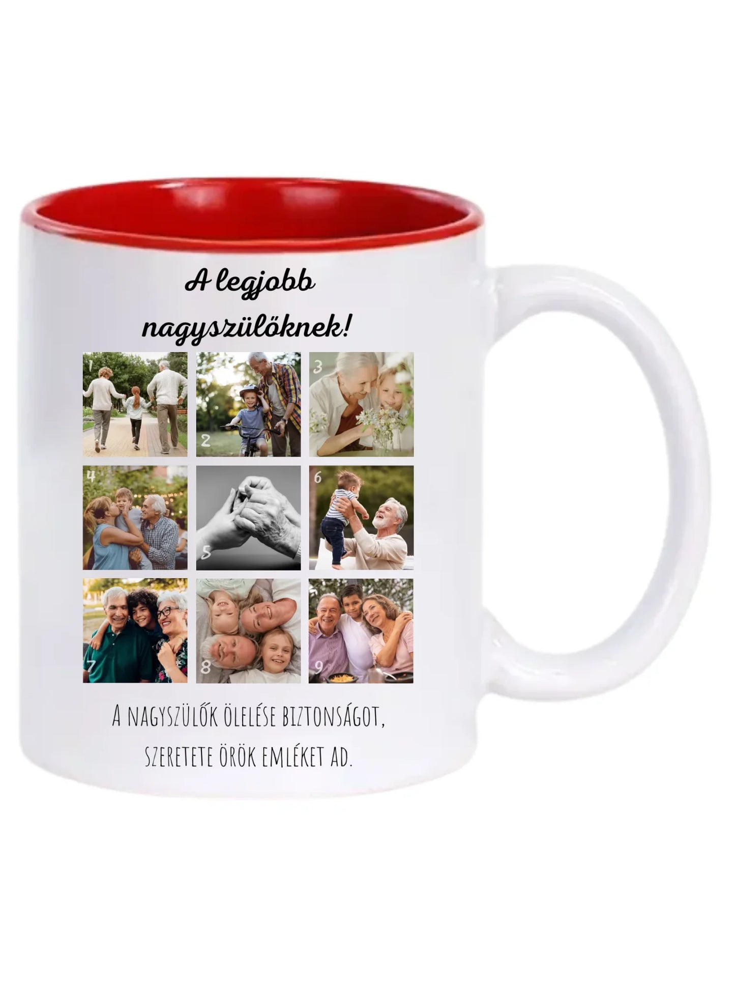 Legjobb nagyszülőknek fotókollázs - Ajándék Nagyszülőknek - Fényképes bögre