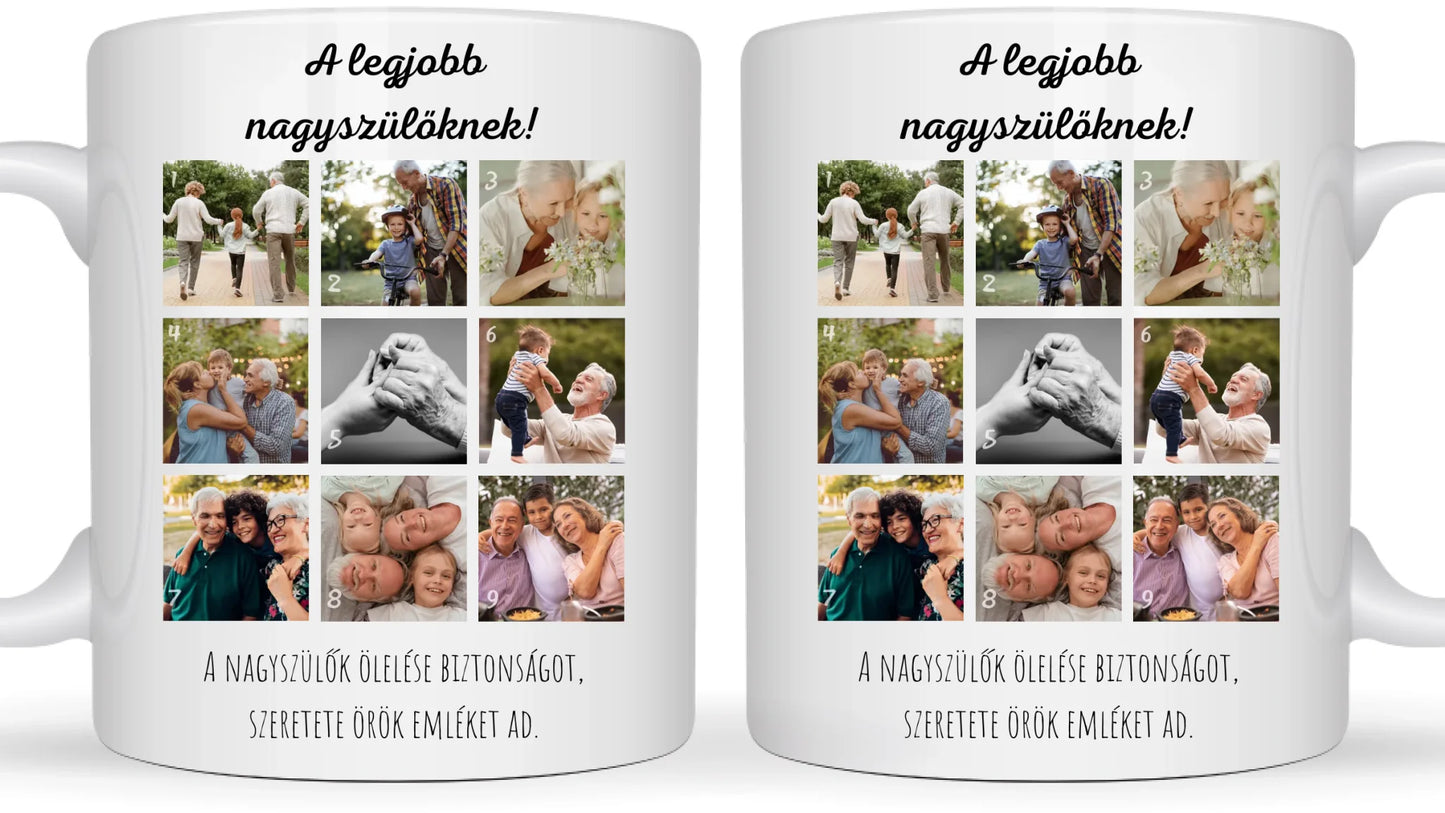 Legjobb nagyszülőknek fotókollázs - Ajándék Nagyszülőknek - Fényképes bögre