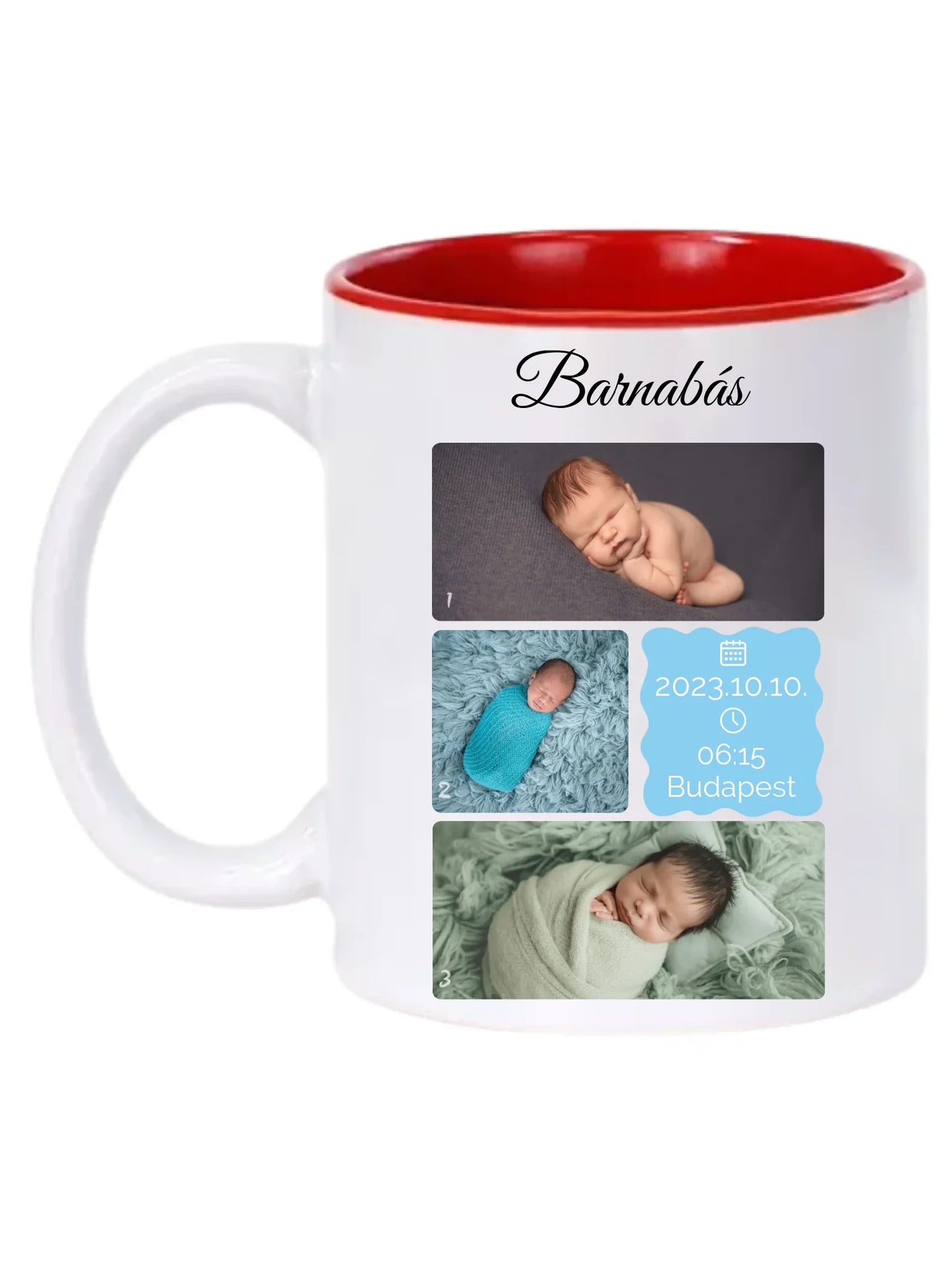 Újszülött fotókollázs - Ajándék Újszülöttnek - Fényképes bögre