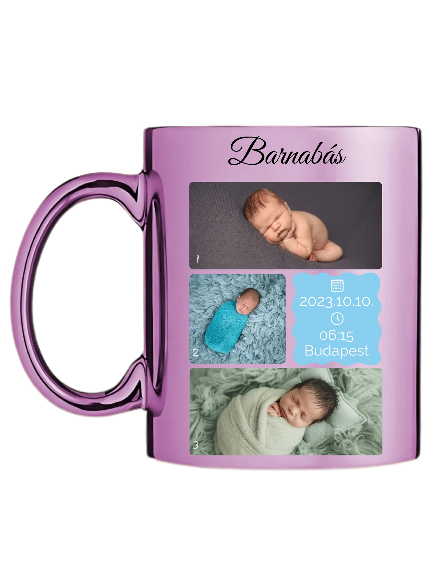 Újszülött fotókollázs - Ajándék Újszülöttnek - Fényképes bögre