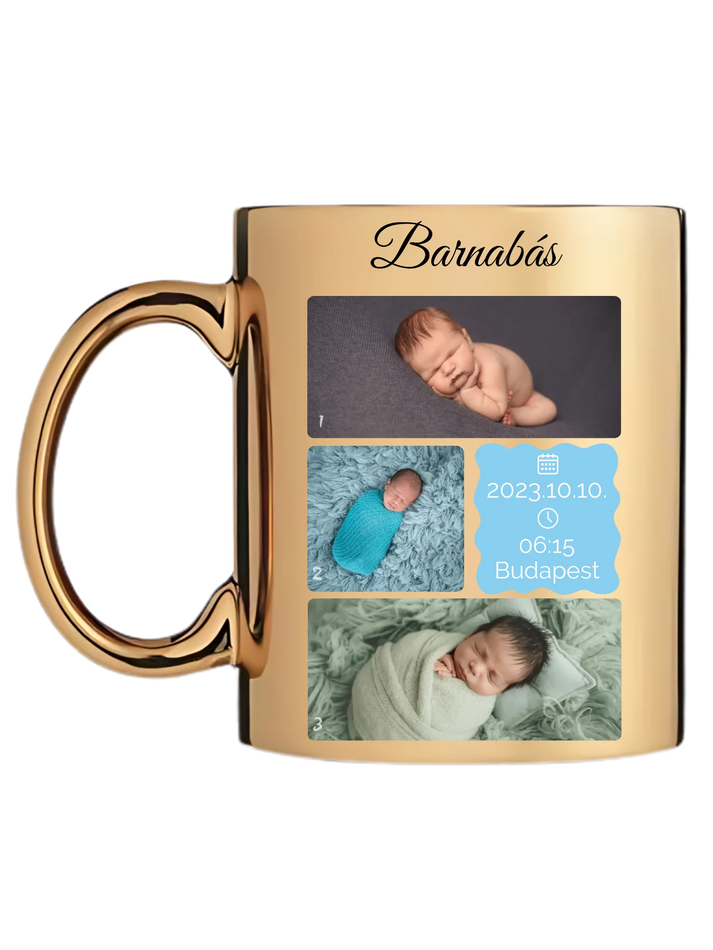 Újszülött fotókollázs - Ajándék Újszülöttnek - Fényképes bögre