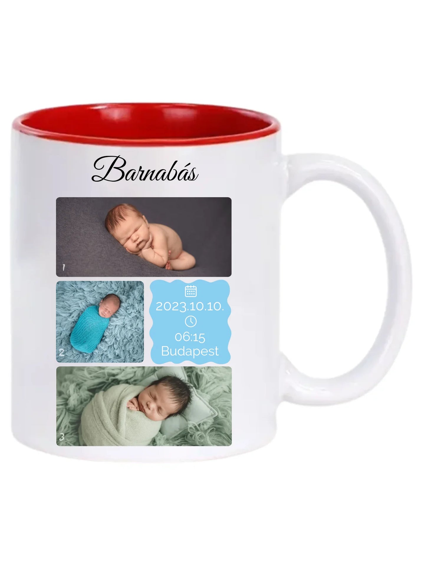 Újszülött fotókollázs - Ajándék Újszülöttnek - Fényképes bögre