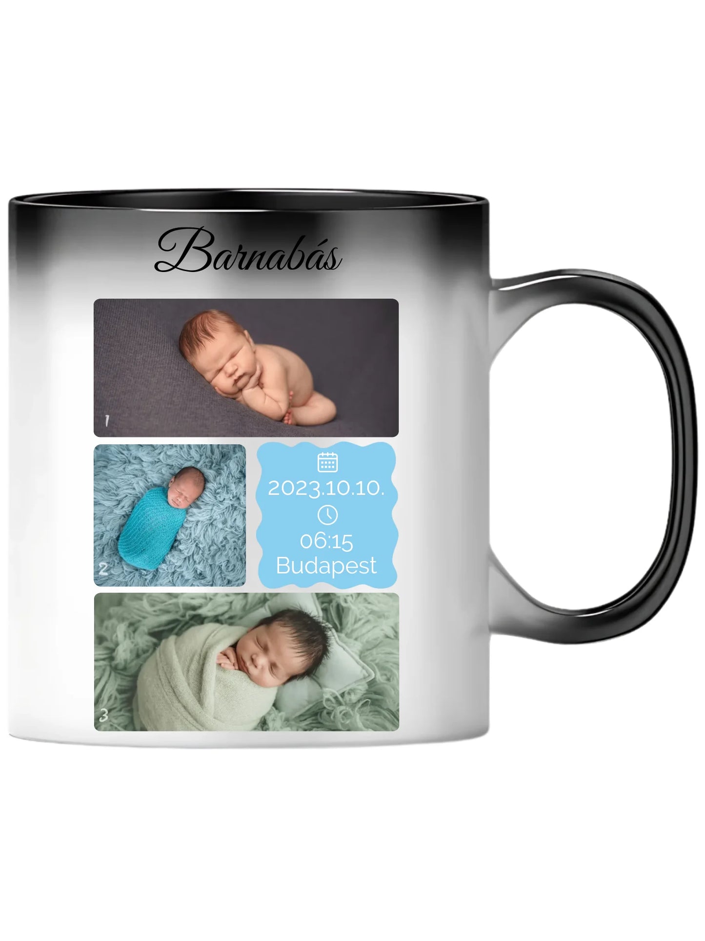 Újszülött fotókollázs - Ajándék Újszülöttnek - Fényképes bögre