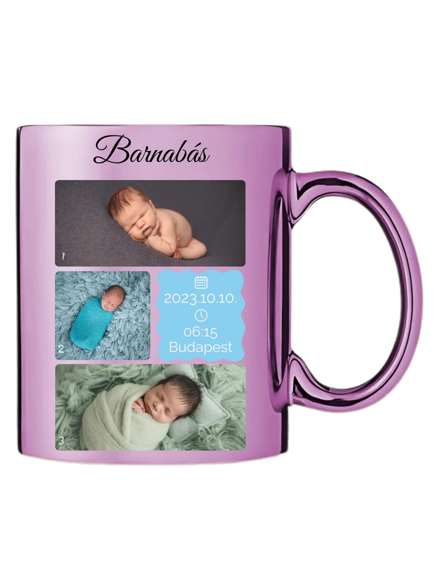 Újszülött fotókollázs - Ajándék Újszülöttnek - Fényképes bögre
