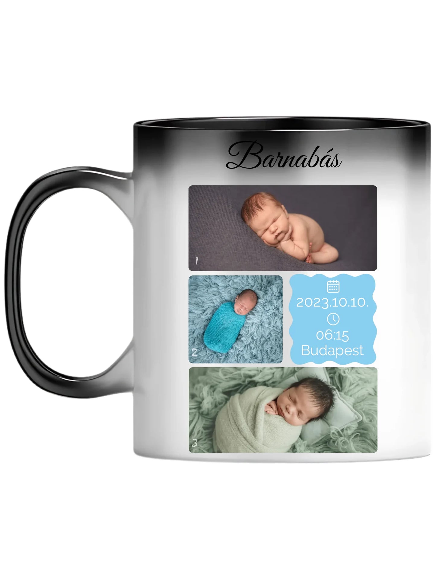 Újszülött fotókollázs - Ajándék Újszülöttnek - Fényképes bögre
