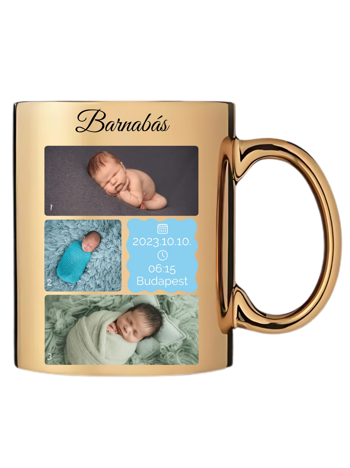 Újszülött fotókollázs - Ajándék Újszülöttnek - Fényképes bögre
