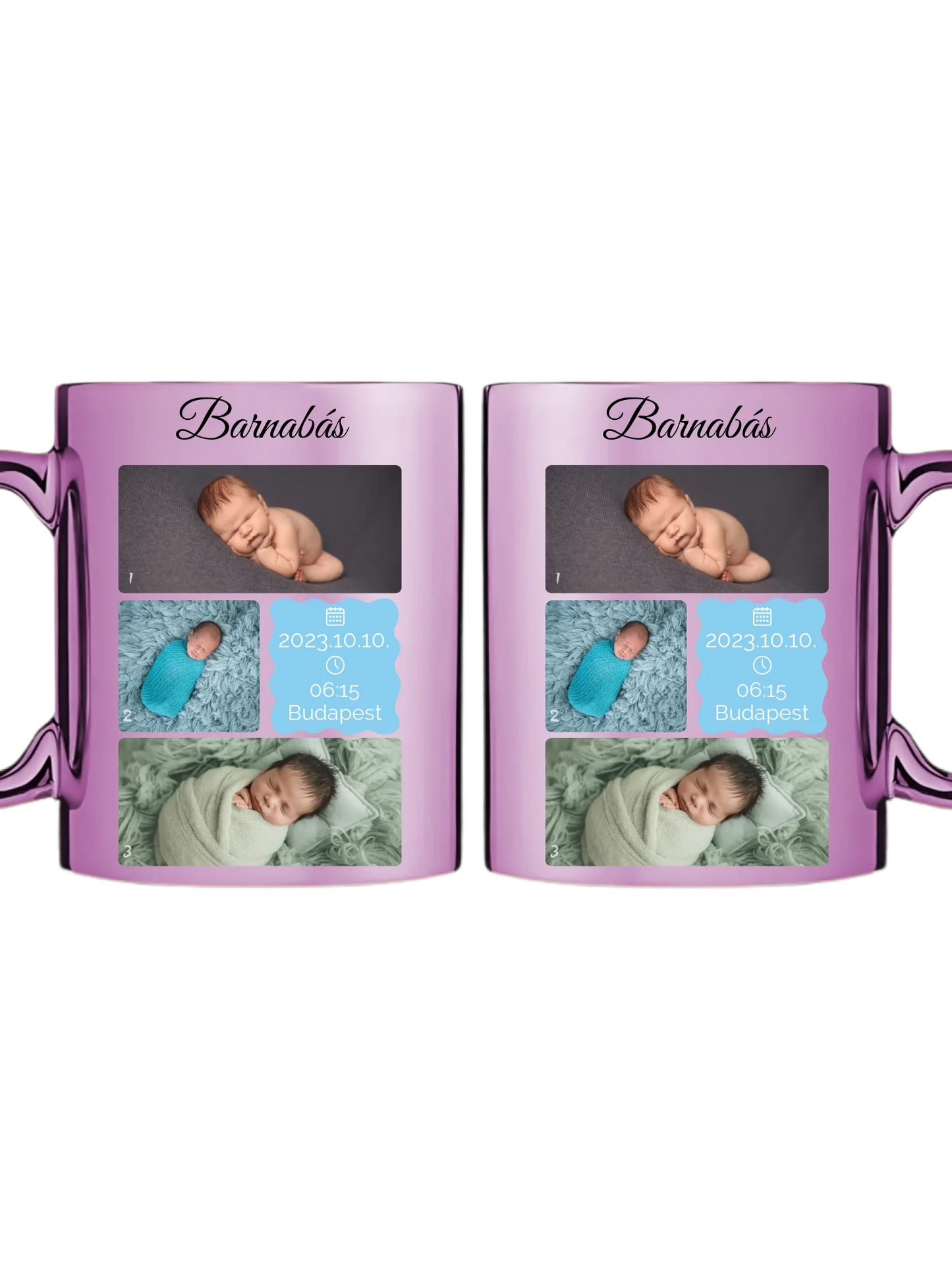 Újszülött fotókollázs - Ajándék Újszülöttnek - Fényképes bögre