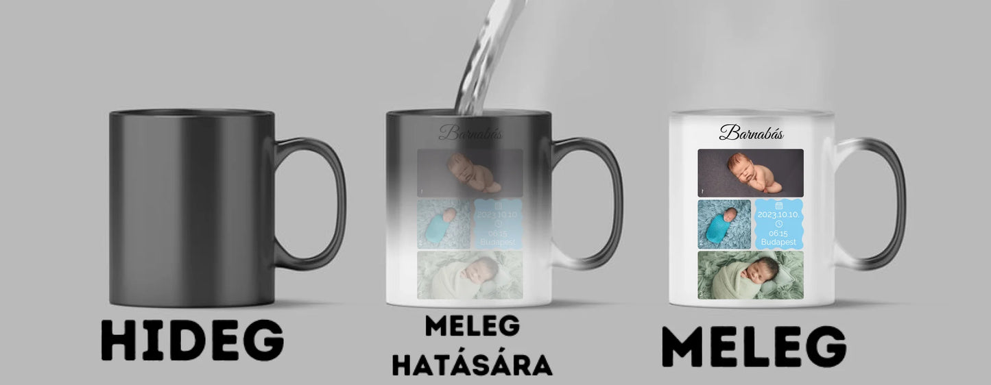 Újszülött fotókollázs - Ajándék Újszülöttnek - Fényképes bögre