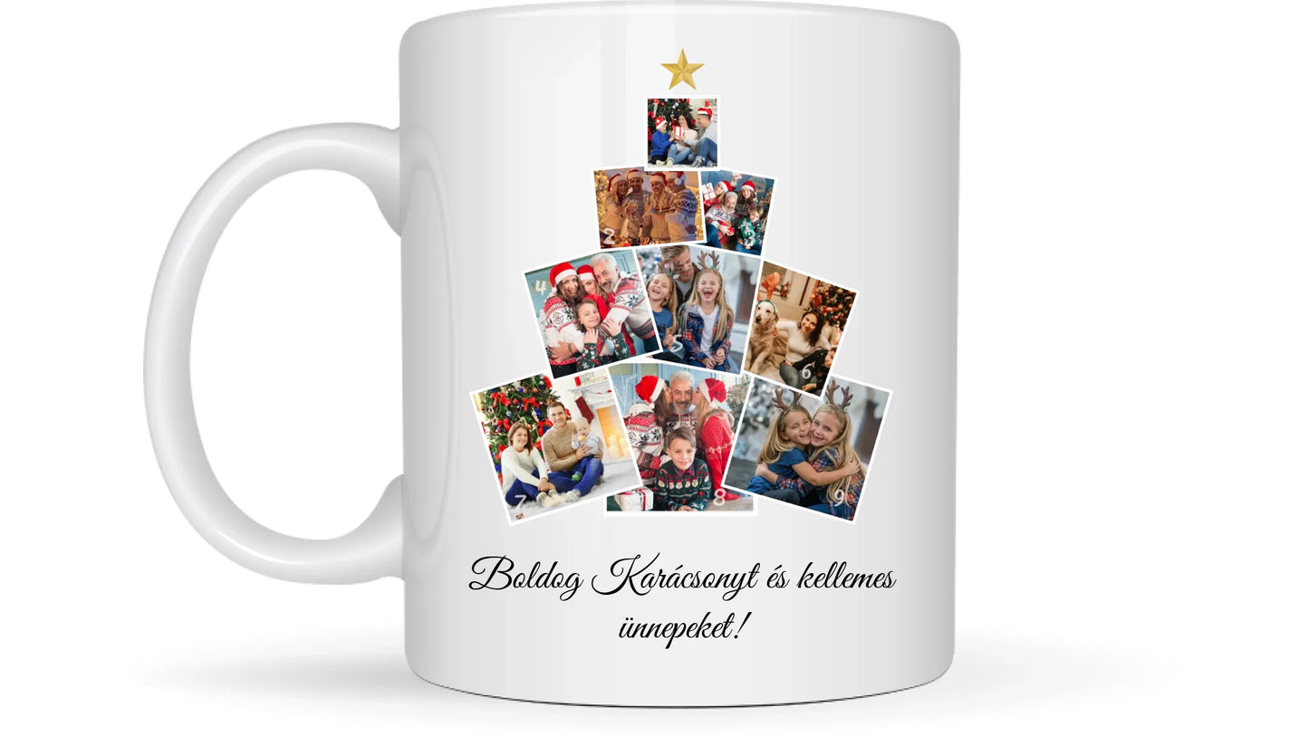 Karácsonyfa fotókollázs - Ajándék Karácsonyra - Fényképes bögre