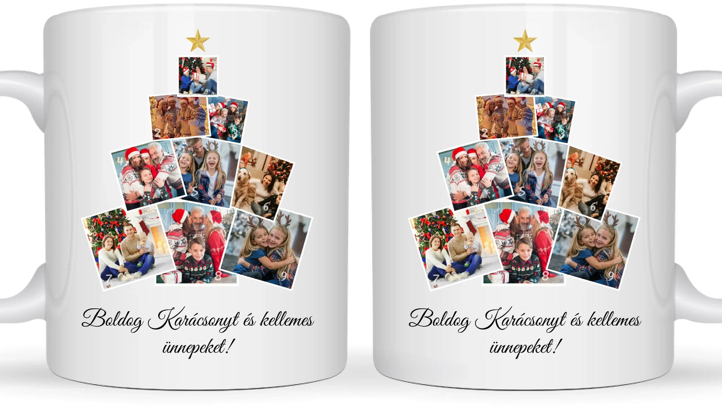 Karácsonyfa fotókollázs - Ajándék Karácsonyra - Fényképes bögre
