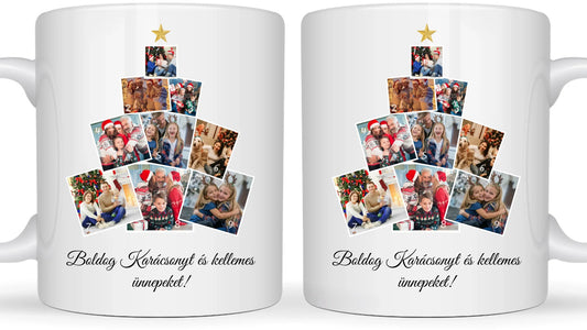 Karácsonyfa fotókollázs - Ajándék Karácsonyra - Fényképes bögre