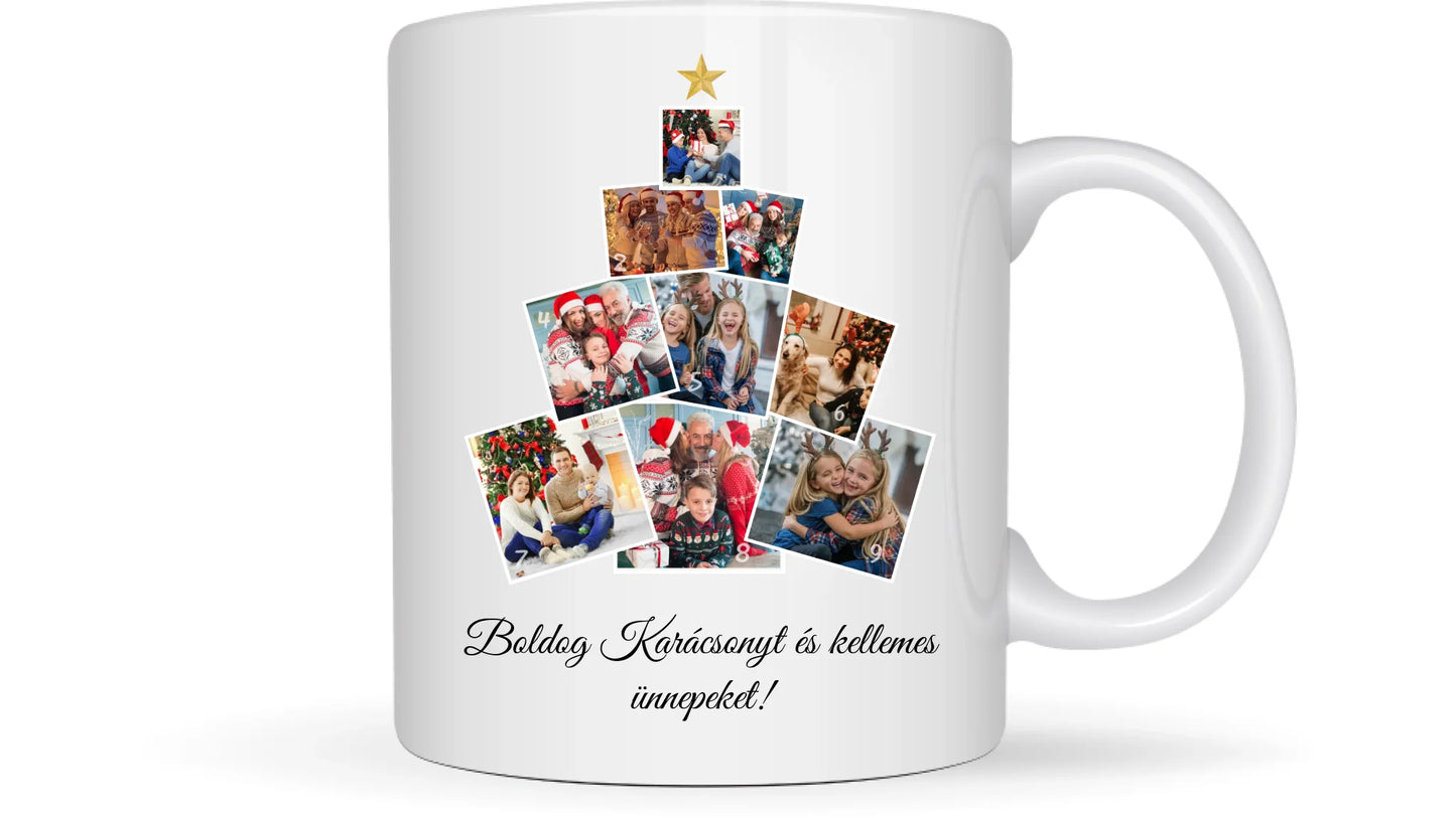 Karácsonyfa fotókollázs - Ajándék Karácsonyra - Fényképes bögre