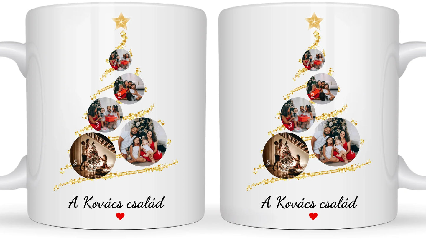 Karácsonyi gömb fotókollázs - Ajándék Karácsonyra - Fényképes bögre