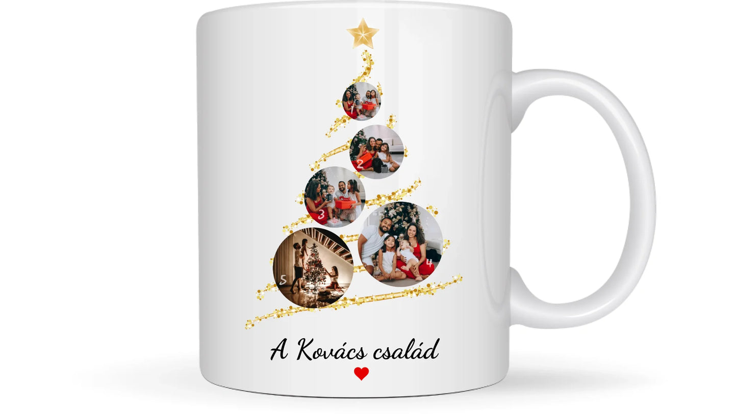 Karácsonyi gömb fotókollázs - Ajándék Karácsonyra - Fényképes bögre