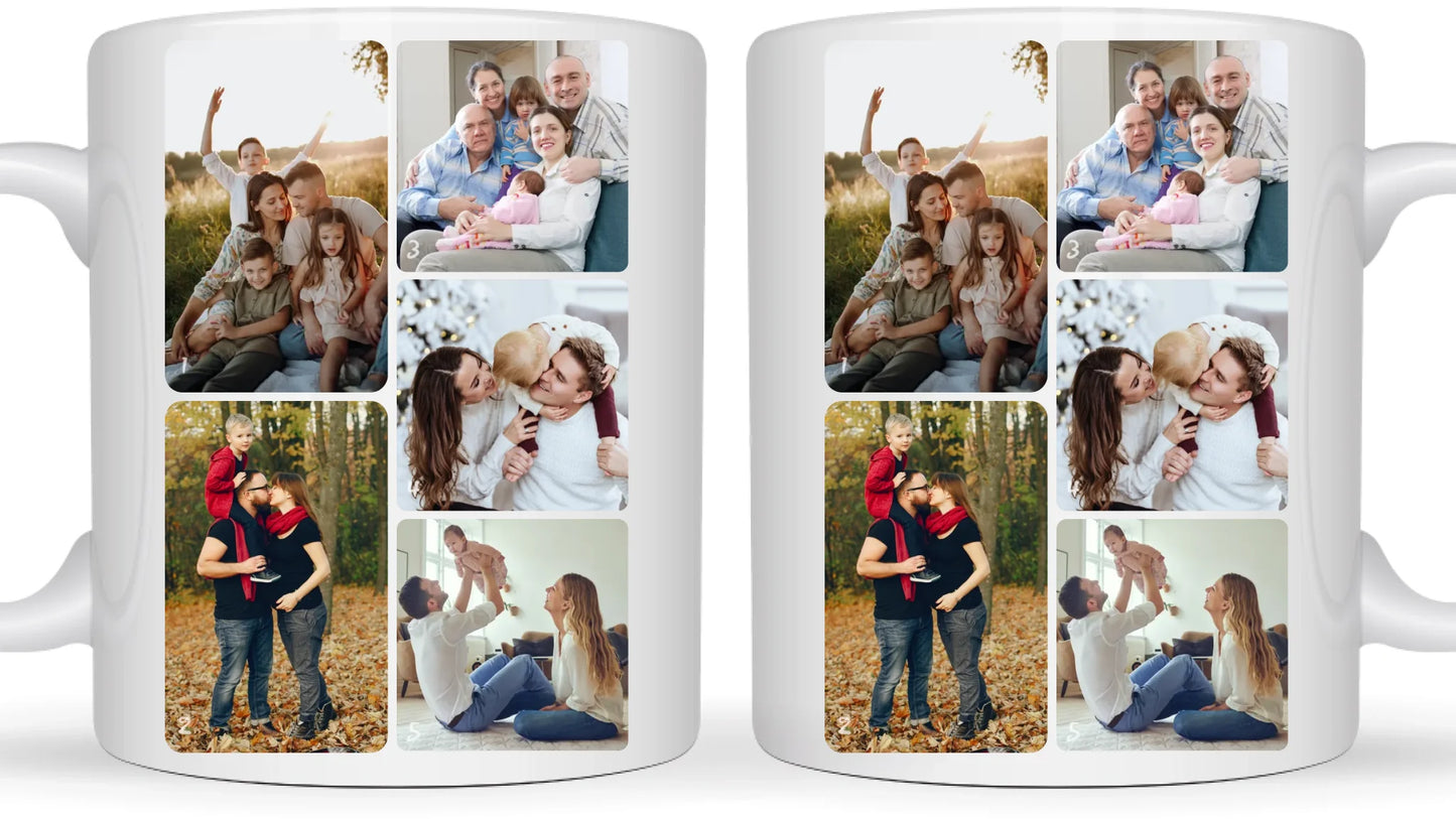 Minimalista fotókollázs - 5 kép - Fényképes bögre