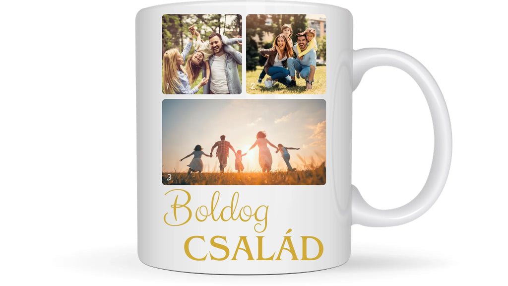 Boldog család fotókollázs – Ajándék Családnak - Fényképes bögre
