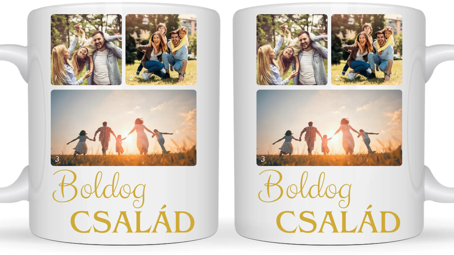 Boldog család fotókollázs – Ajándék Családnak - Fényképes bögre