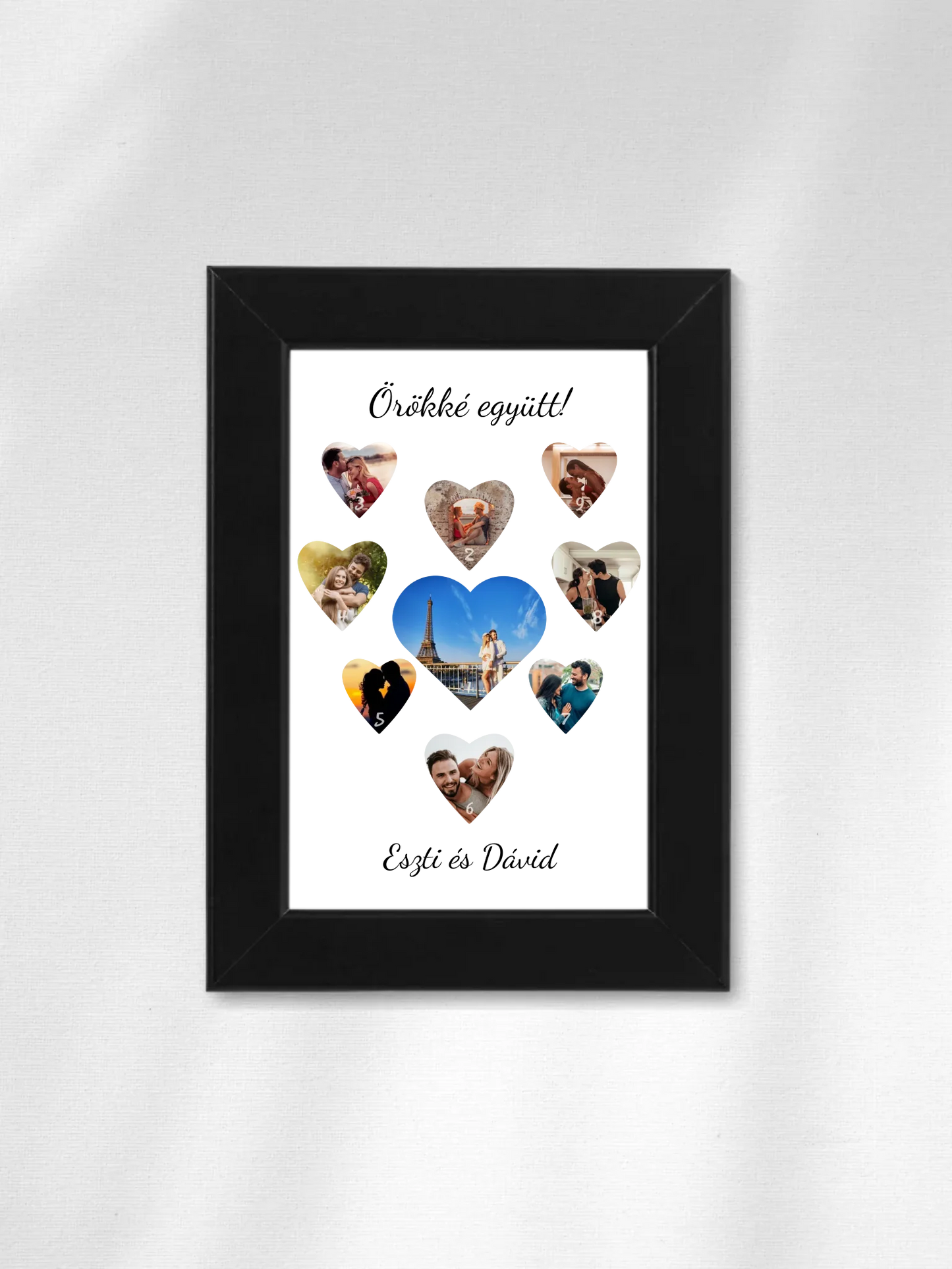 Szívecskés fotókollázs - Ajándék Pároknak - Fényképes falikép