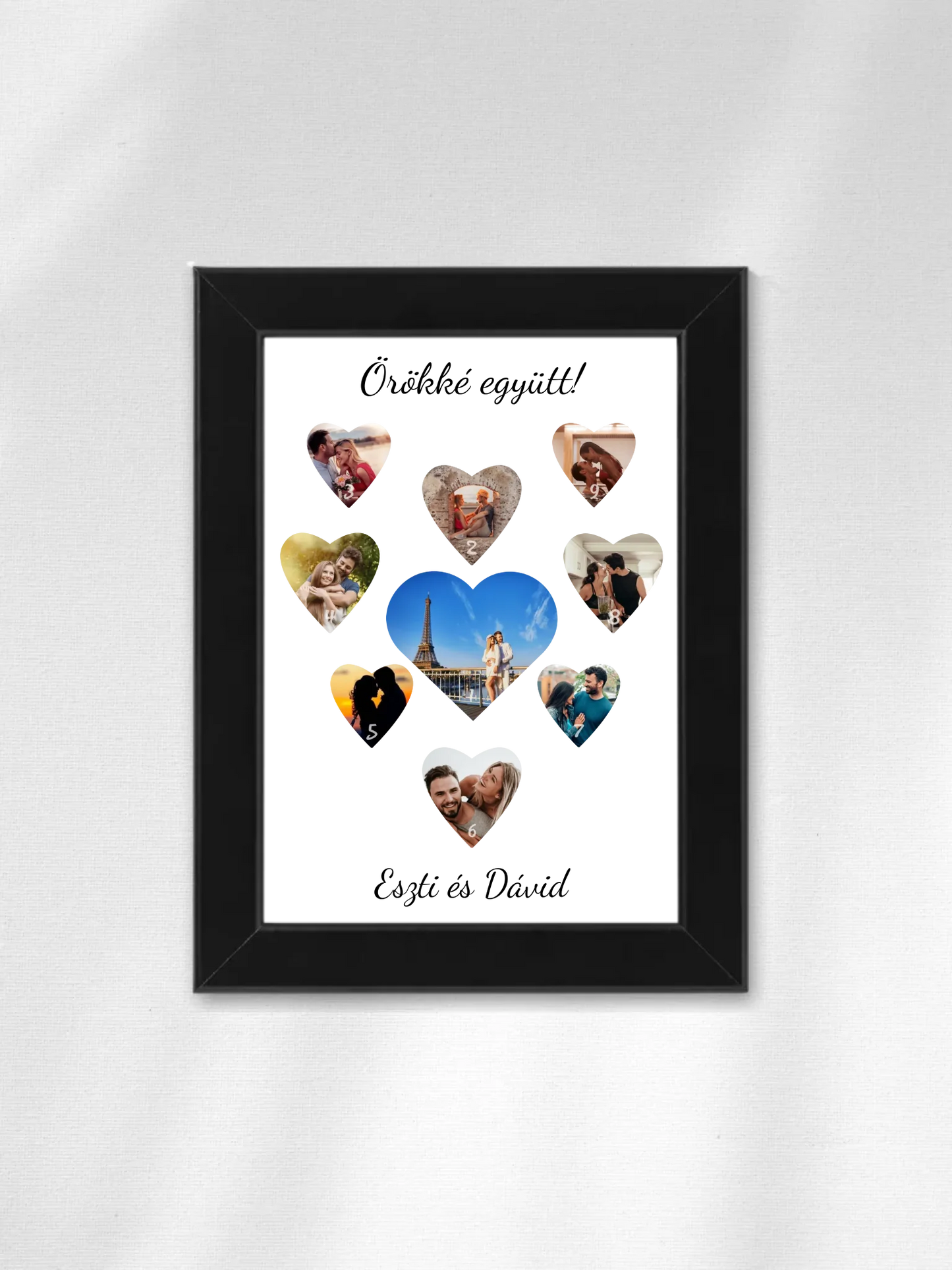 Szívecskés fotókollázs - Ajándék Pároknak - Fényképes falikép