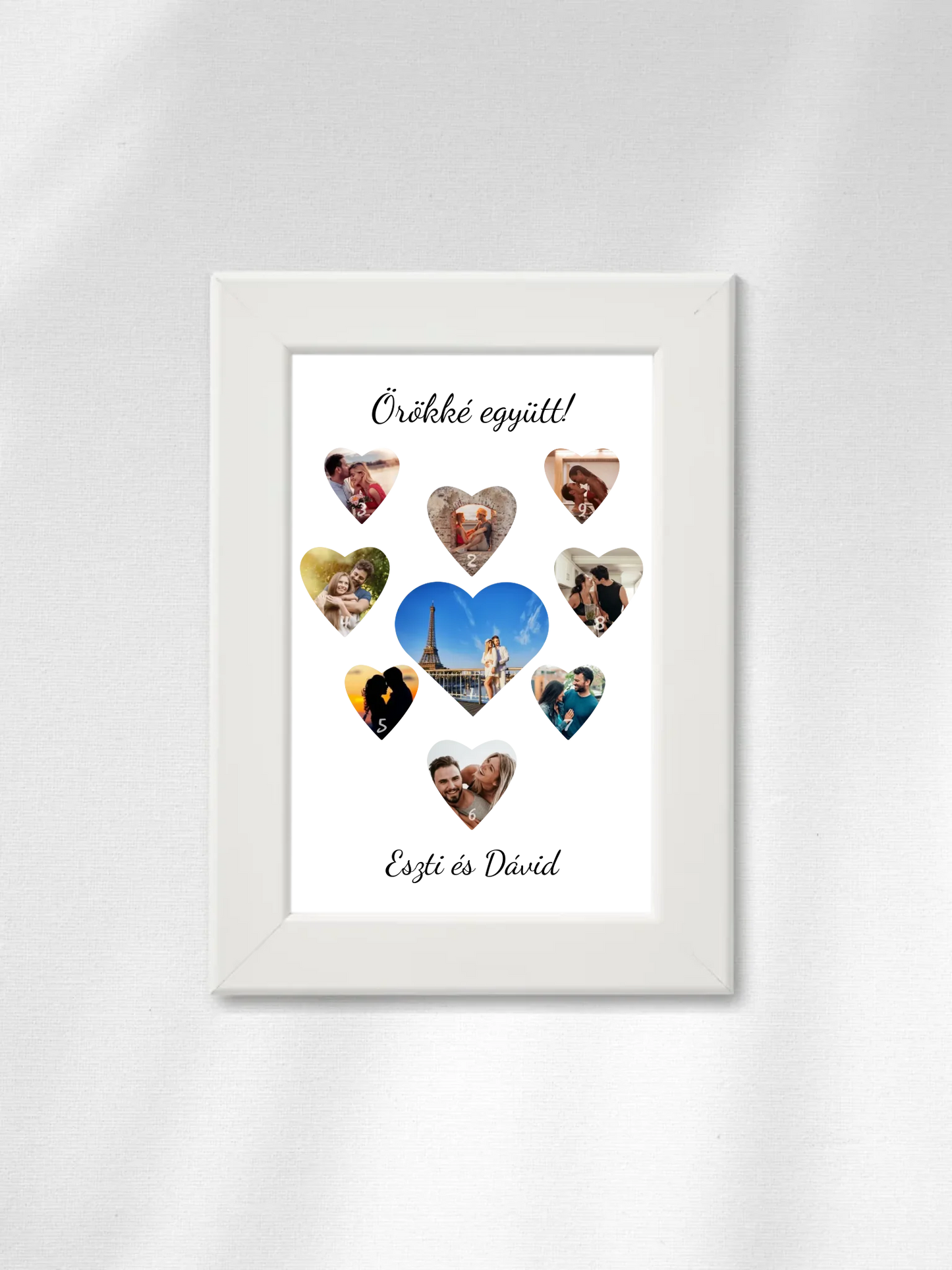 Szívecskés fotókollázs - Ajándék Pároknak - Fényképes falikép