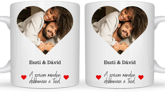 Szív fotókollázs - Ajándék Pároknak - Fényképes bögre
