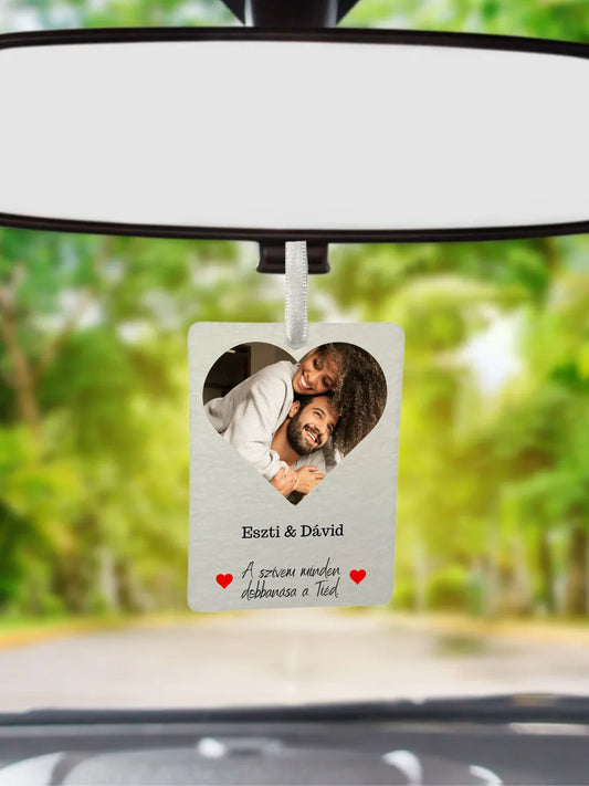 Szív fotókollázs - Ajándék Pároknak - Fényképes autóillatosító