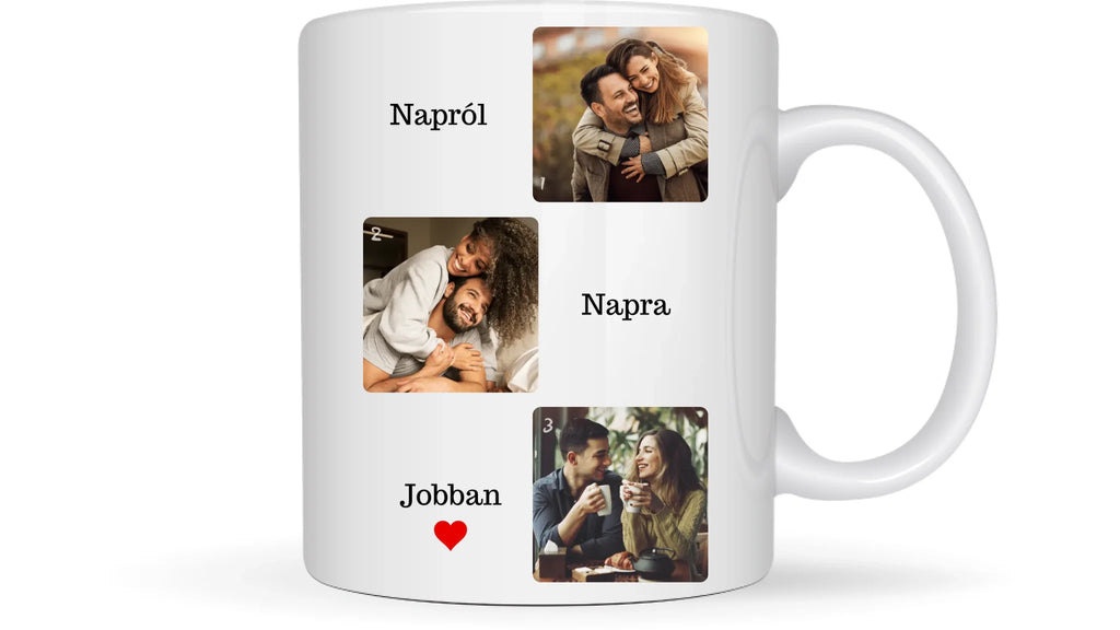Napról, napra jobban fotókollázs - Ajándék Pároknak - Fényképes bögre