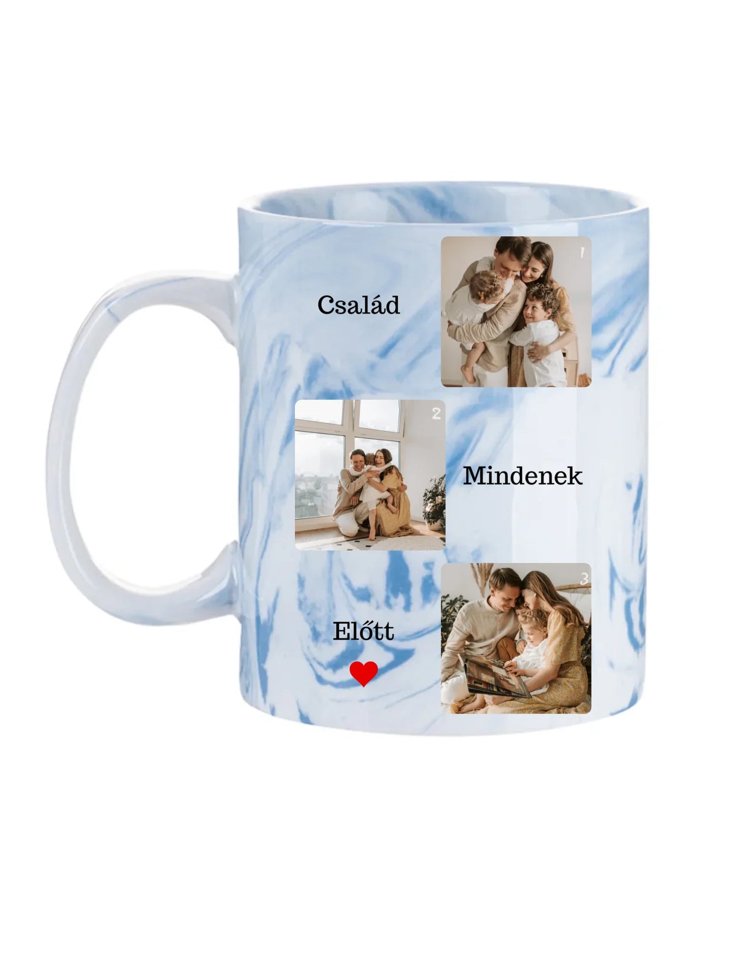 Család mindenek előtt fotókollázs - Ajándék Családnak - Fényképes bögre