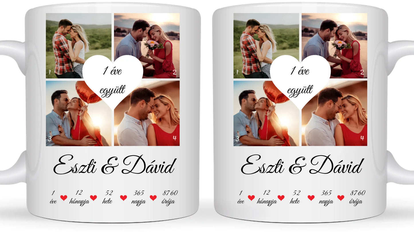 Évfordulós fotókollázs - Ajándék Pároknak - Fényképes bögre
