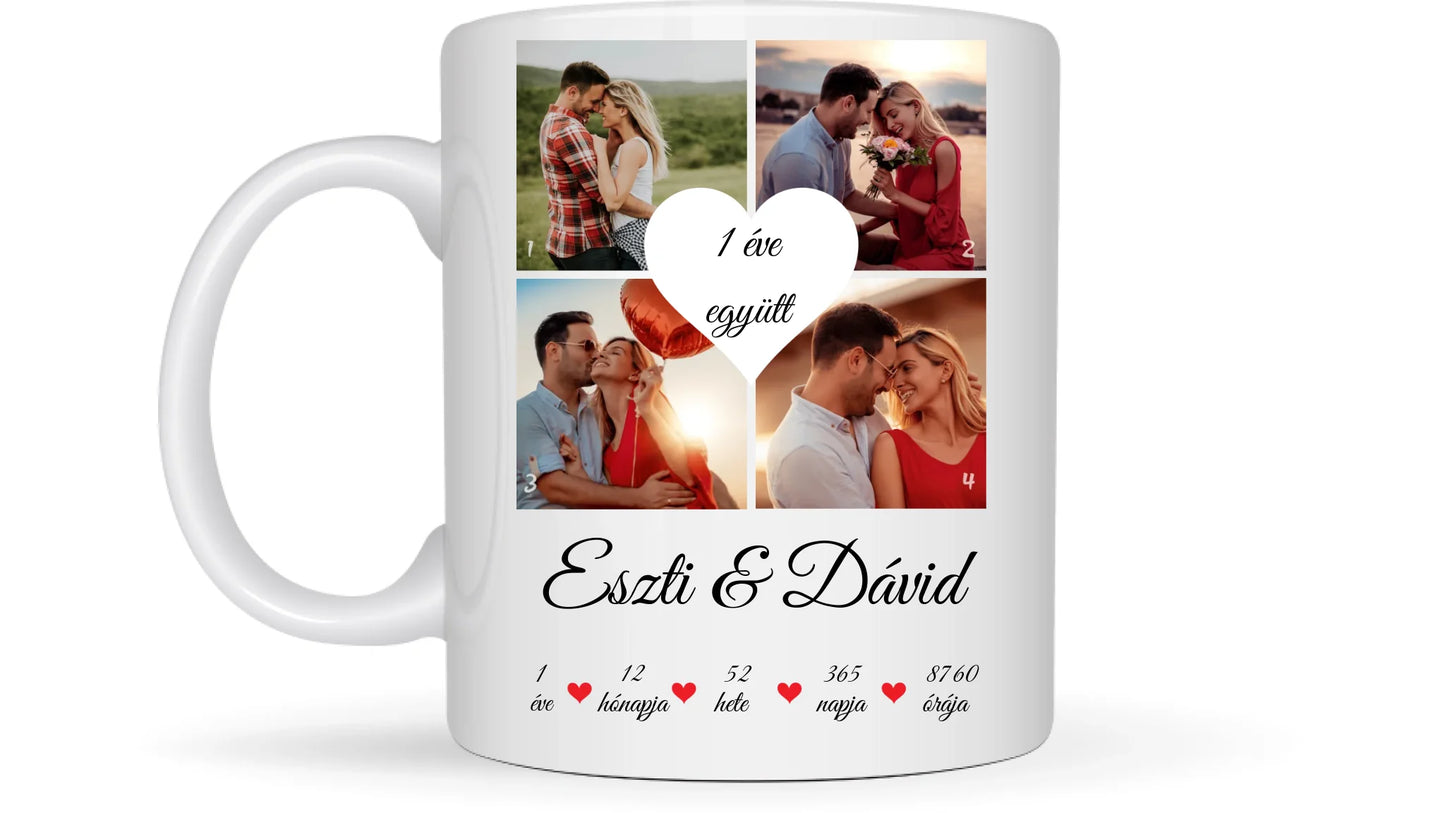 Évfordulós fotókollázs - Ajándék Pároknak - Fényképes bögre